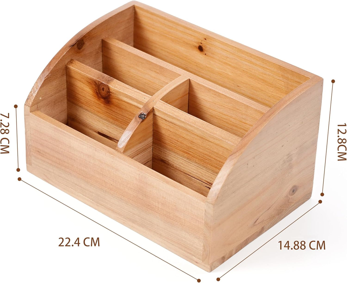 BONNY DODO Remote Control Holders Organizer Box for Table Small Solid Wooden Desk Farmhouse Home Decor Caddy Basket Store ipad for Media Player,Pencil,Glassees&Office Supplies (Wood-M, M)