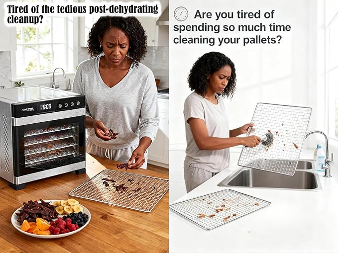 Dehydrators Tray Liners: 10-Pack 14x21 inch Mesh Silicone Dehydrator Sheets - Max Airflow - Non-stick - BPA free - Single-Use Packaging - Non-stick