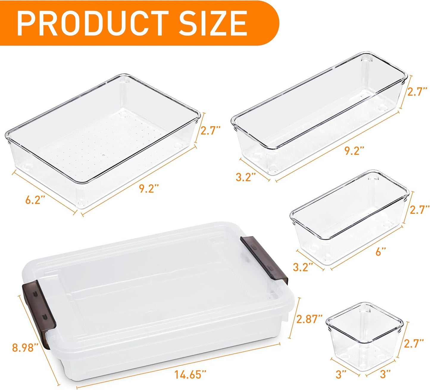 Citylife 4PCS Plastic Storage Bins with Organizer Tray, Stackable Clear File Box, Versatile Craft Storage for Office, Kitchen, Bathroom and School Supplies, 24-pack