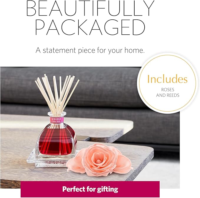 AGRARIA AirEssence Flower and Reed Diffuser Set, Handmade Sola Flower Botanical Home Fragrance Set, Scented Oil Reed Diffuser Gift for All Occasions