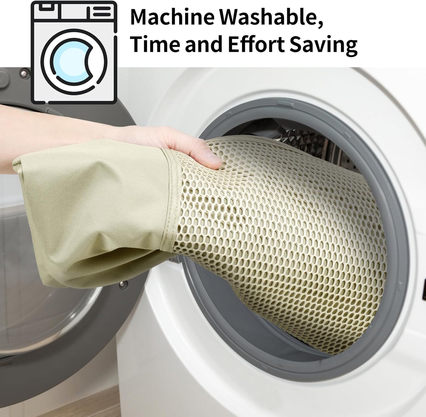 F-color Laundry Backpack 75L - Large Capacity Laundry Bag Backpack with Comfort Straps, Mesh and Zip Pocket, Sturdy Bag for Dorm, Travel, Laundromat, Apartment, Khaki