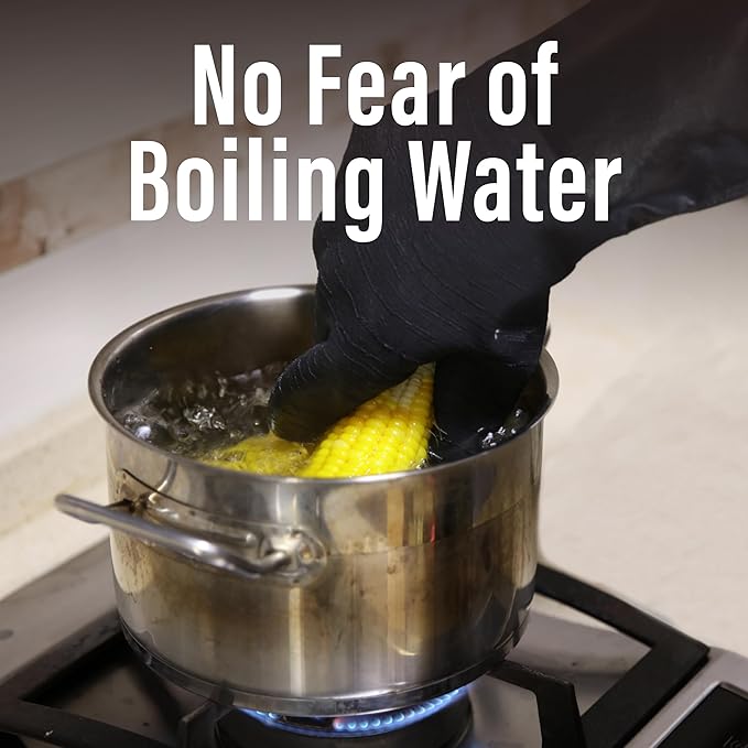 RAPICCA 932°F Heat Resistant BBQ Grill Gloves: Oil Resistant Waterproof for Smoking Grilling Cooking Barbecue Deep Frying Turkey Rotisserie Handling Hot Greasy Meat Grilling Stocking Stuffers for Men