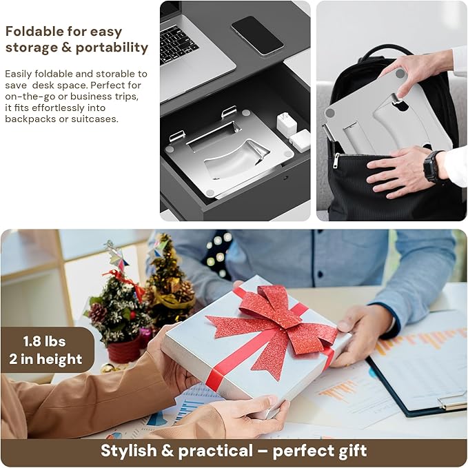 Laptop Stand for Desk – 2.5mm Aluminum Ergonomic Riser, Adjustable Height & Angle, Sturdy Yet Lightweight, Fits 10-17.3 Inch MacBook Pro/Air, Dell XPS, HP,Silver.