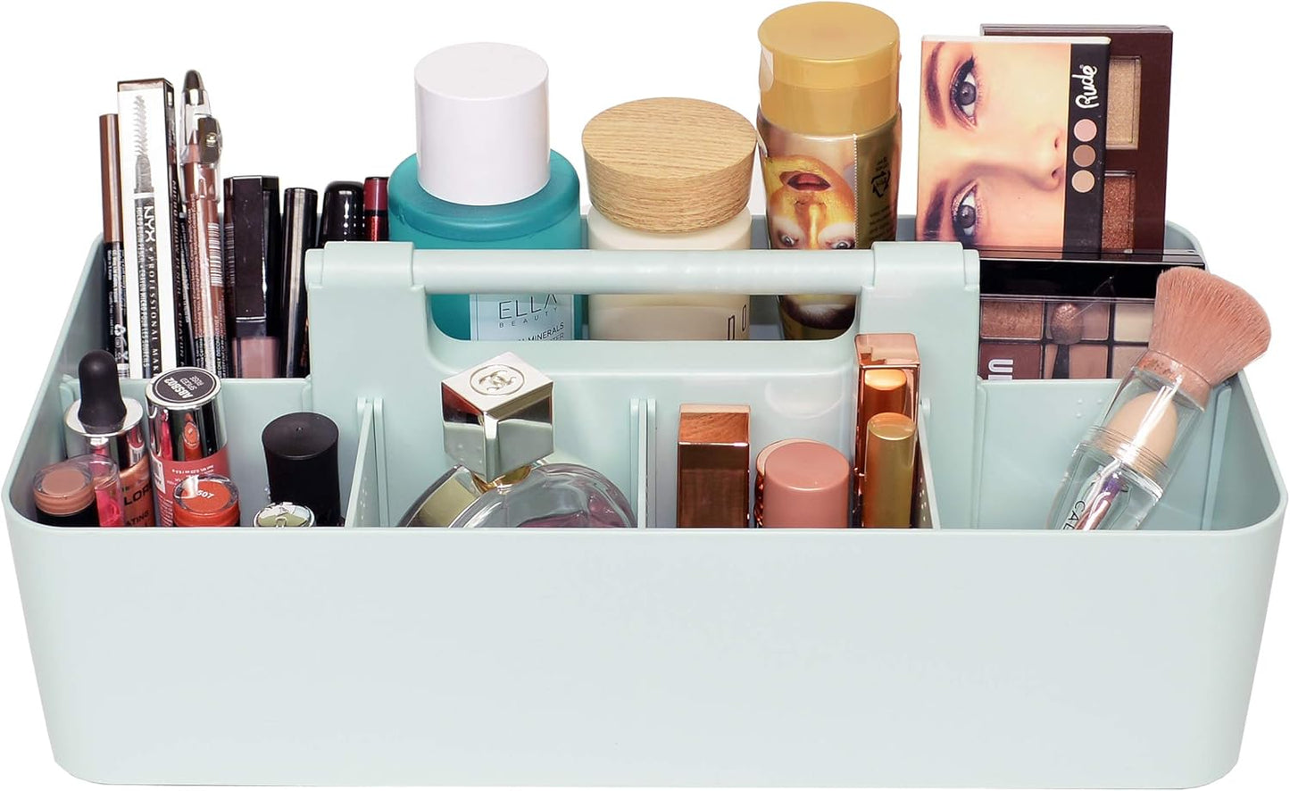 Portable Caddy - Stackable Plastic Organizer with Handle | Desk, Makeup, Dorm, Classroom Art Organizer (Made In Usa) (Mint/Orion Gray)