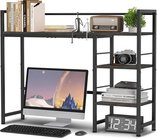 Desk Shelf, 38.5 Inch Desk Hutch for Computer Monitor, Computer Desktop Bookshelf Storage Rack Adjustable Desk Hutch Top Only, 3 Tier Desktop Organizer Shelf for Office Home Dorm, Black