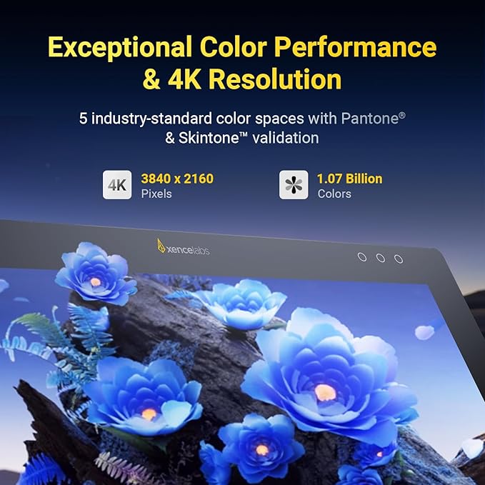 Xencelabs Pen Display 24+ Industry-First Pen Display with Calman Ready, Drawing Tablet with 4K Screen Monitor, Graphic Display with 44 Customizable Quick Keys, 2 Battery-Free Pens for Win/Mac/Linux