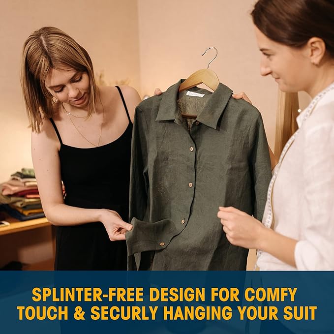 Wooden Hangers 20 Pack Smooth Finish Wood Hanger,Sturdy Clothes Hanger for Suit,Jacket, Pant, Dress,Coat Hangers for Closet (Natural)