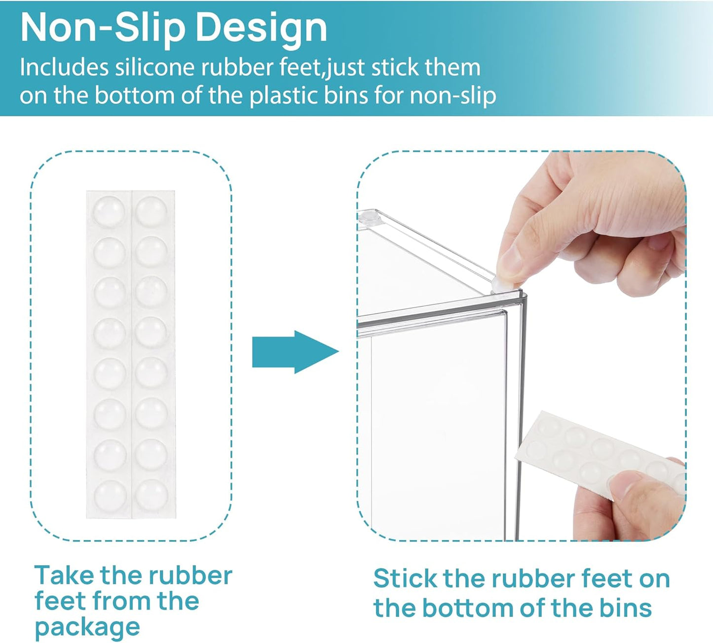 Vtopmart Clear Stackable Storage Drawers Set of 4, Plastic Organizer Bins for Makeup, Cosmetics, Beauty Supplies,Ideal for Vanity, Bathroom,Cabinet,Pantry Organization