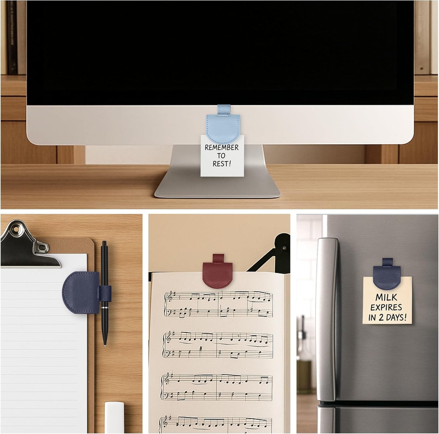 Magnetic Pen Loop Holder, Pencil Holder for Notebooks, Journals, Calendars, PU Leather 3 Pack