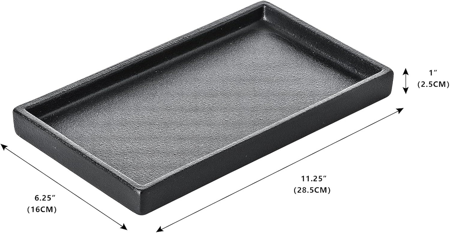 Ceramic Makeup Tray Redelaenor, Black Bathroom Accessories Holder for Kitchen Sink Organizer and Home Decorative Tray Rectangle Small Bathroom Sink Trays for Counter