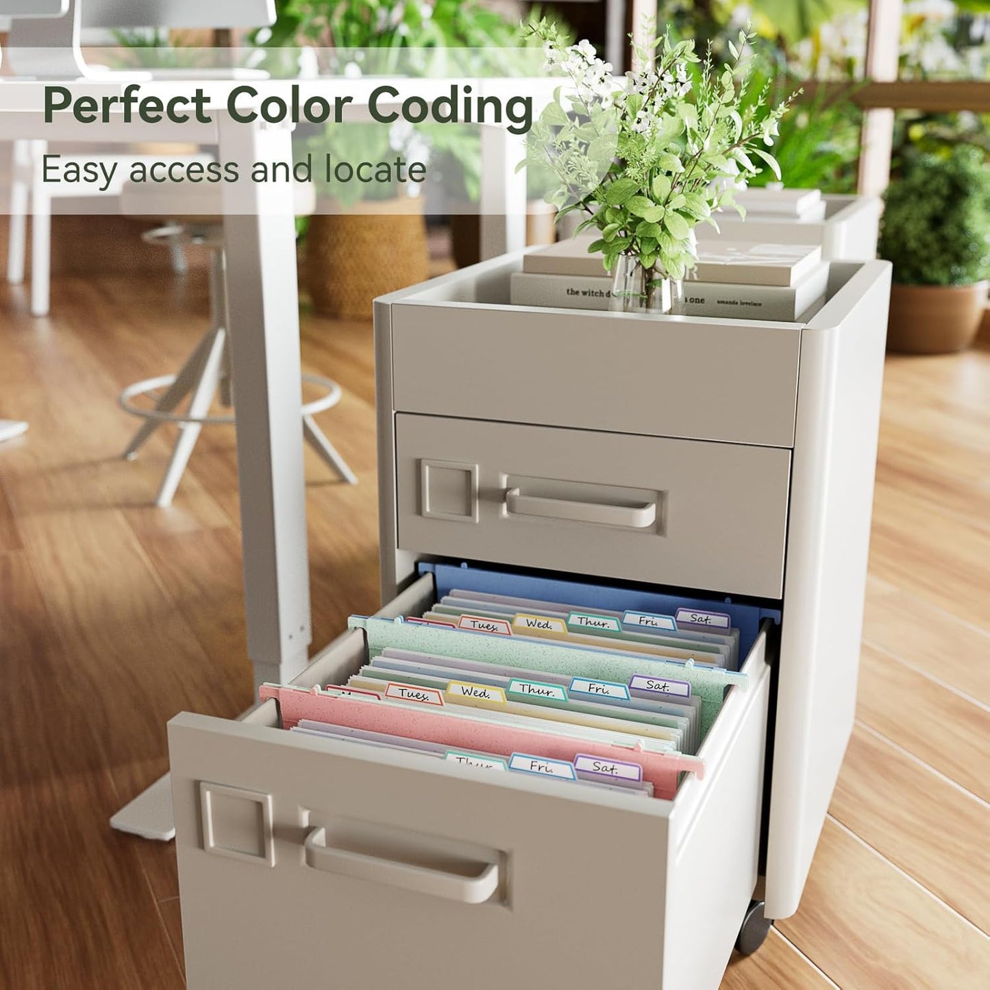 Wheat Straw Expanding Hanging File Folders, File Organizer, 1.2" Accordion Pockets, Large Capacity, Letter Size for Filing Cabinet, 100% BPA Free, Return to Nature, Healthy Living-Pink