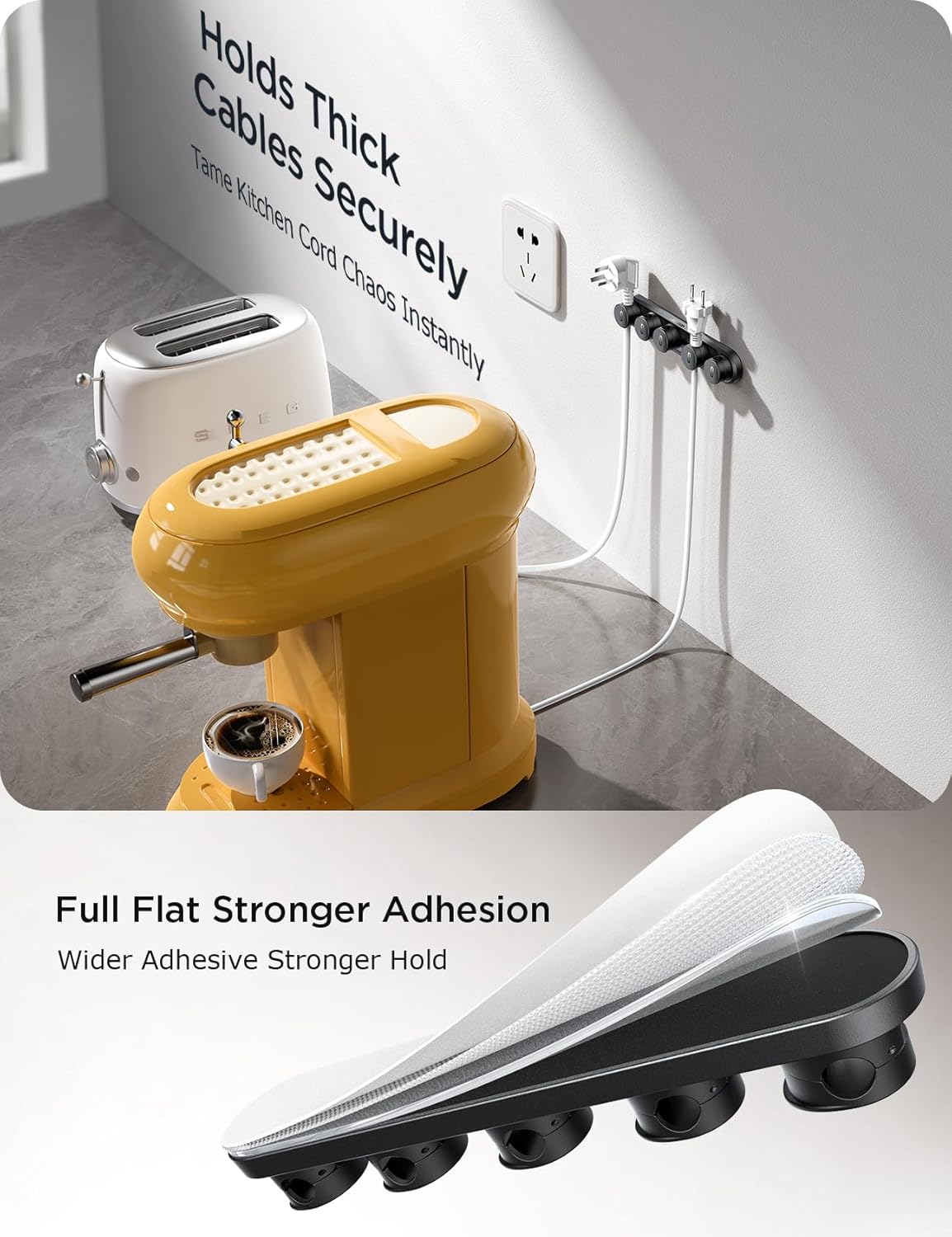 5-in-1 Magnetic Cord Organizer JOYROOM Cable Clips[Adjustable Sliding Track] Under Desk Adhesive Cord Management Wire Keeper for Computer Phone, Office Workspaces Table Organization Home Accessories