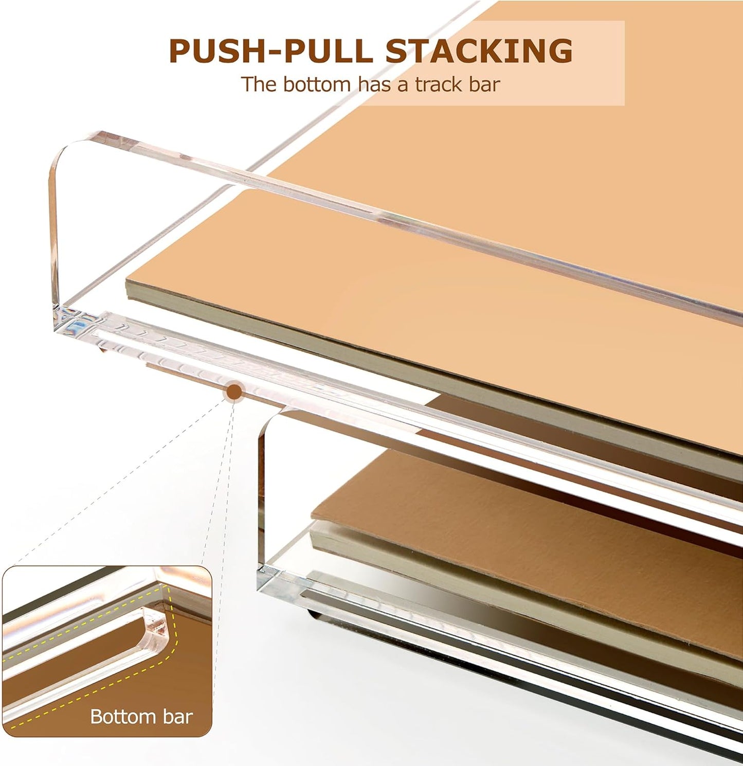 SANRUI 4 Tier Stackable Paper Letter Tray, Acrylic Vertical File Tray A4 Desk Organizer and Accessories Sorter Trays, Clear Workspace Office Supplies Organizers,12inx9.25inx6.6in