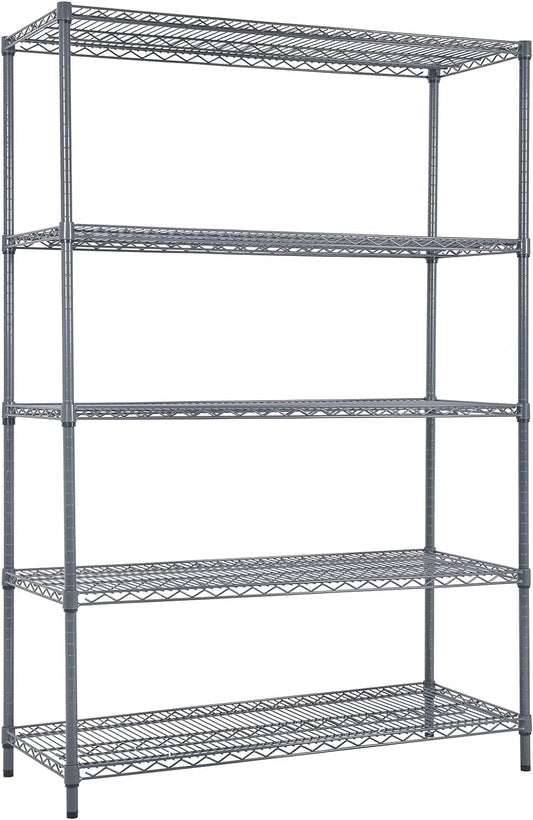 Land Guard 5 Tier Storage Racks and Shelving - 48" L x 20" W x 72" H Heavy Steel Material Pantry Shelves - Each Unit Loads 350 Pounds Wire Shelf, Suitable for Warehouses, Closets, Kitchens…