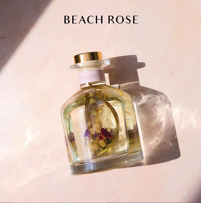 Benevolence LA Reed Diffuser, Rose & Sandalwood Scent Diffusers for Home with Oil Diffuser Sticks | Sun-Kissed Collection