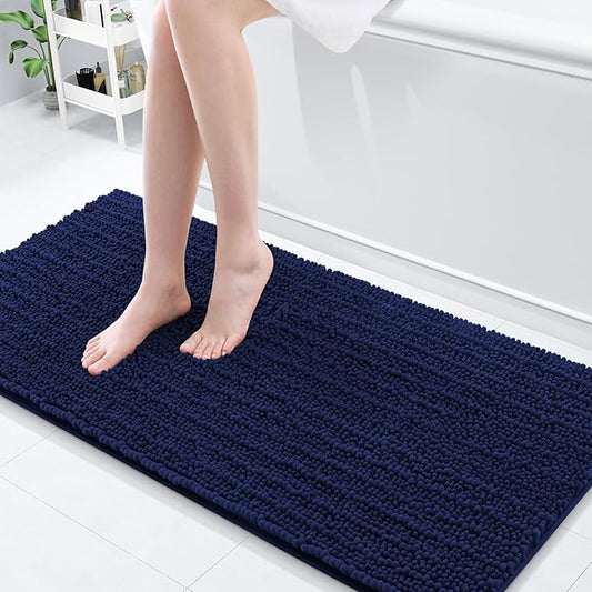 Arotive Luxury Chenille Bathroom Rug Mat, Extra Soft Thick Absorbent Shaggy Bath Rugs, Non-Slip Machine Wash Dry, Plush Bath Mats for Bathroom, Shower and Tub, 60x20, Navy