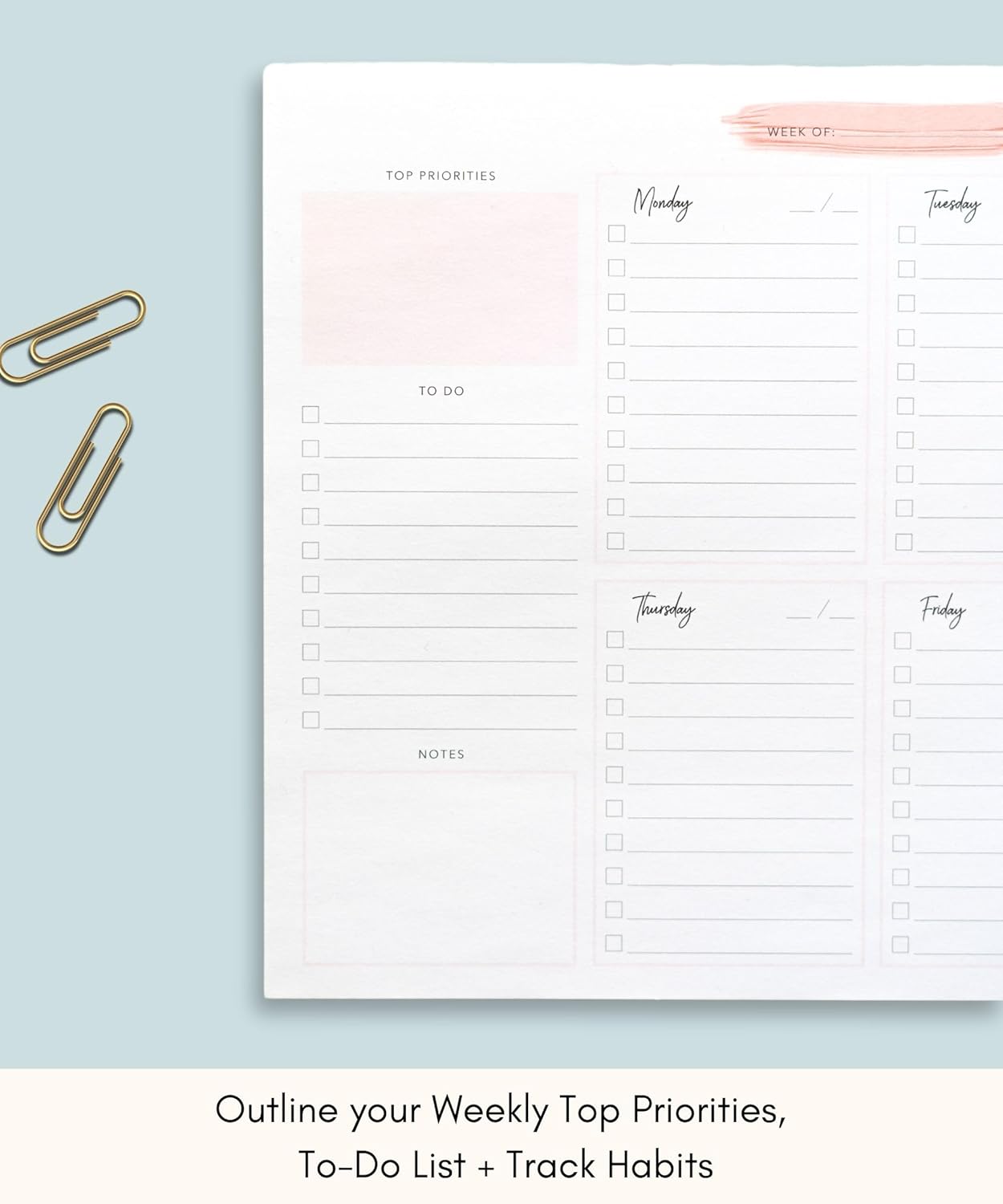 Lamare Weekly Planner Notepad – Premium Undated Weekly To Do List Notepad for School, Home & Office Desk To Do List and Productivity Planning Pad