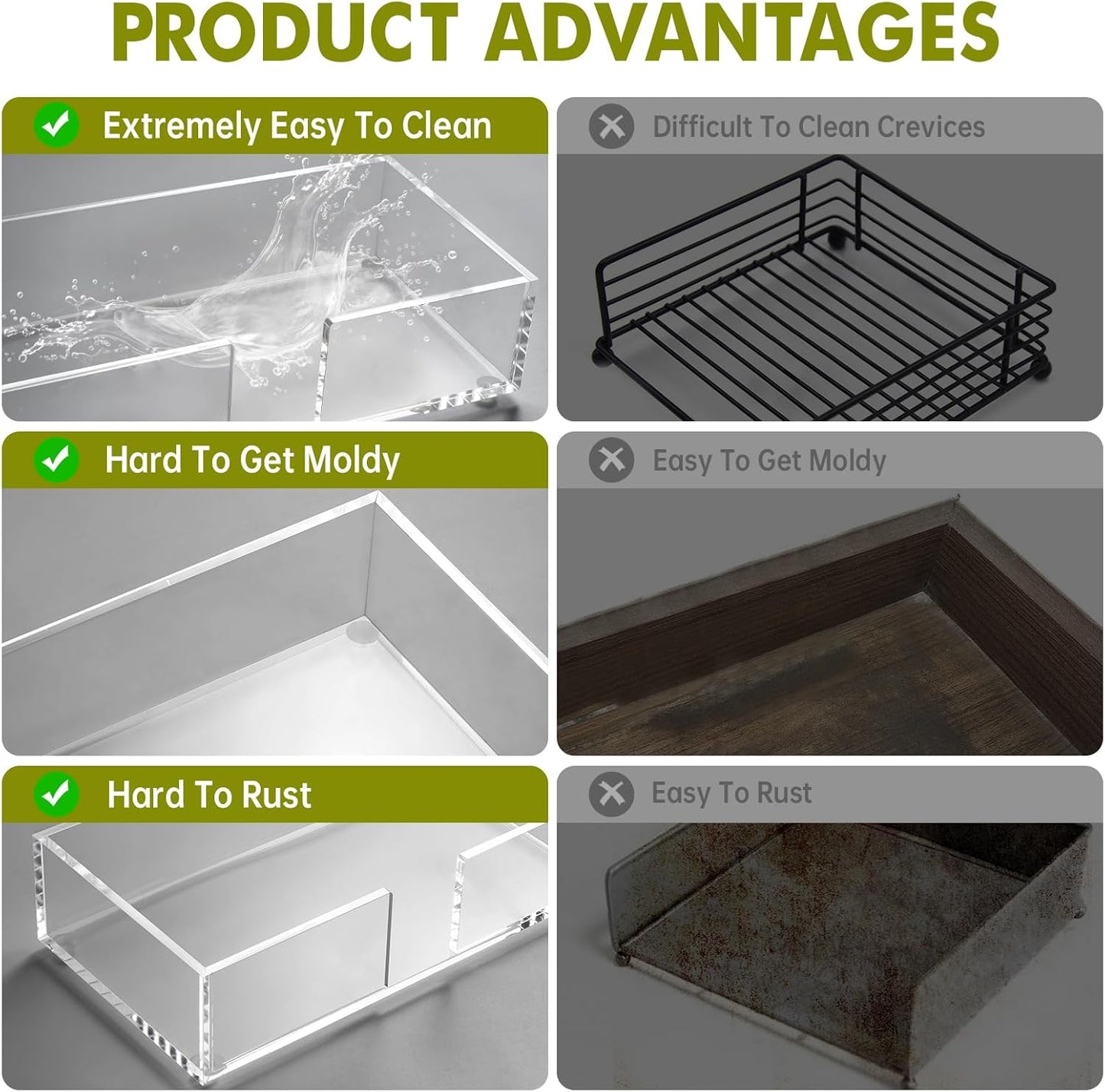 Acrylic Guest Towel Holder Tray for Bathroom, Clear Counter Rectangular Bathroom Napkin Holder for Ktichen, Modern Disposable Hand Towel Holder Tray for Home, Bar, Hotel, Office