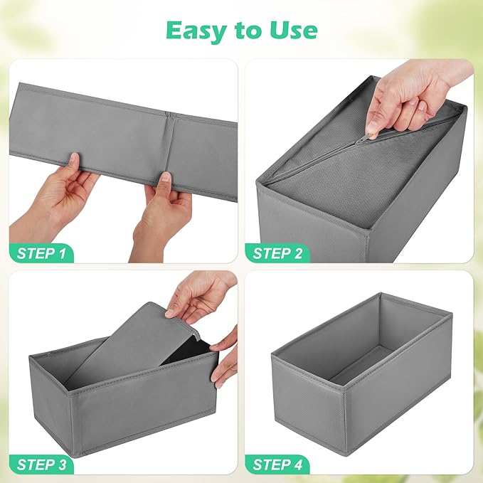 Drawer Clothing Organizer 16-Pack, Grey 3 Sizes Underwear Drawer Dividers, Fabric Folding Wardrobe Organizer, Can Store Baby Clothes, Bras, Underwear, Panties, Belts, Socks, Ties, etc.