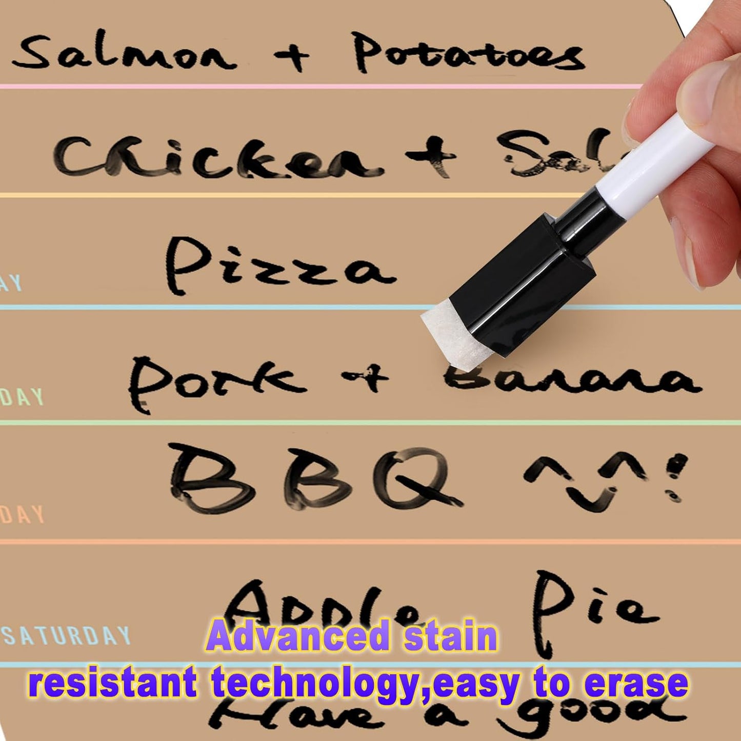 Outus 2 Pieces Magnetic Weekly Dry Erase Boards Erasable Weekly Calendars Whiteboard Planners with 2 Pieces Markers for Office School Supplies (Khaki Style)