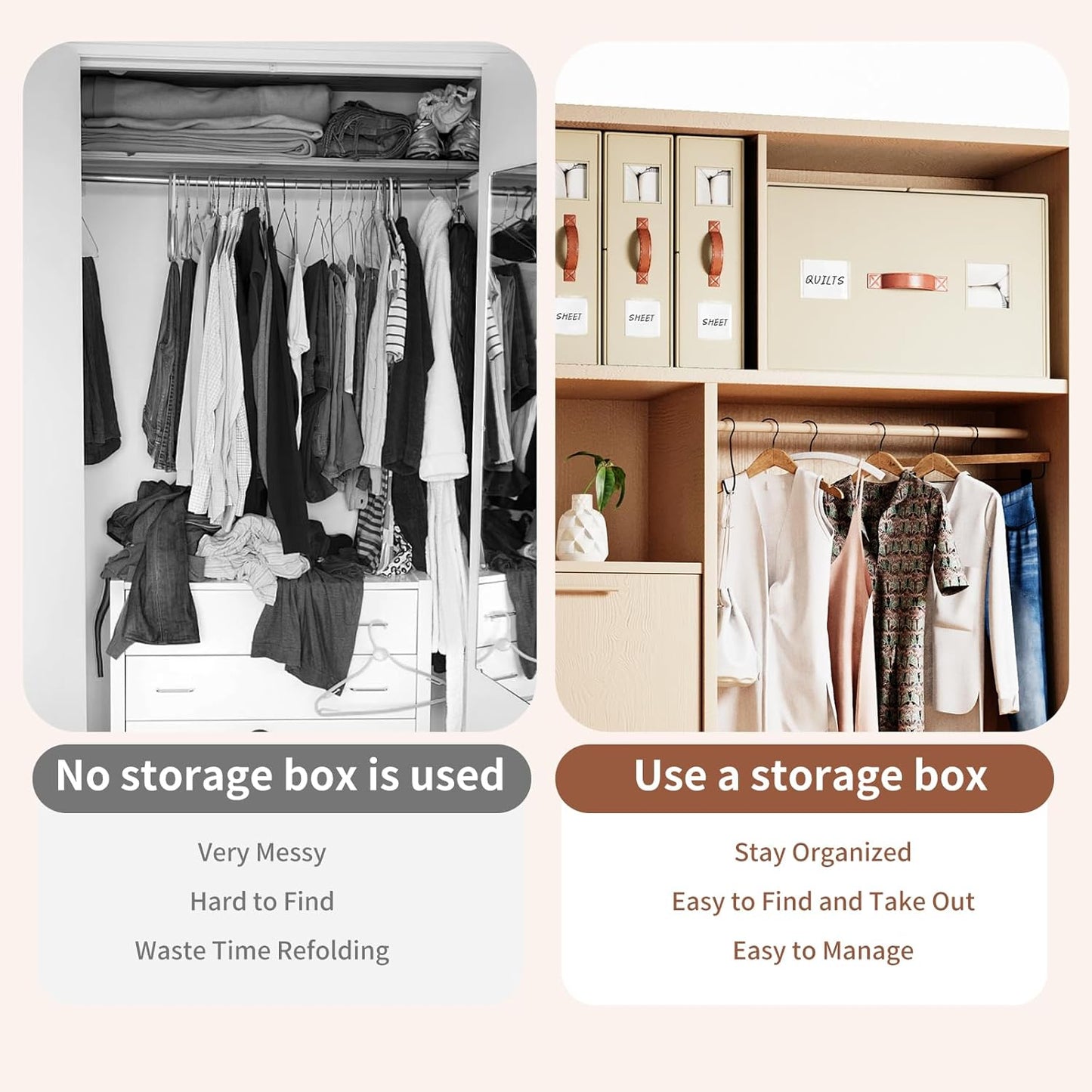 2 Pack Large Blankets Storage Bags, king&queen size comforter Organizers with Reinforced Walls ，Foldable 21"x18"x11" Space-Saving Design for Bedding Storage & sheet storage