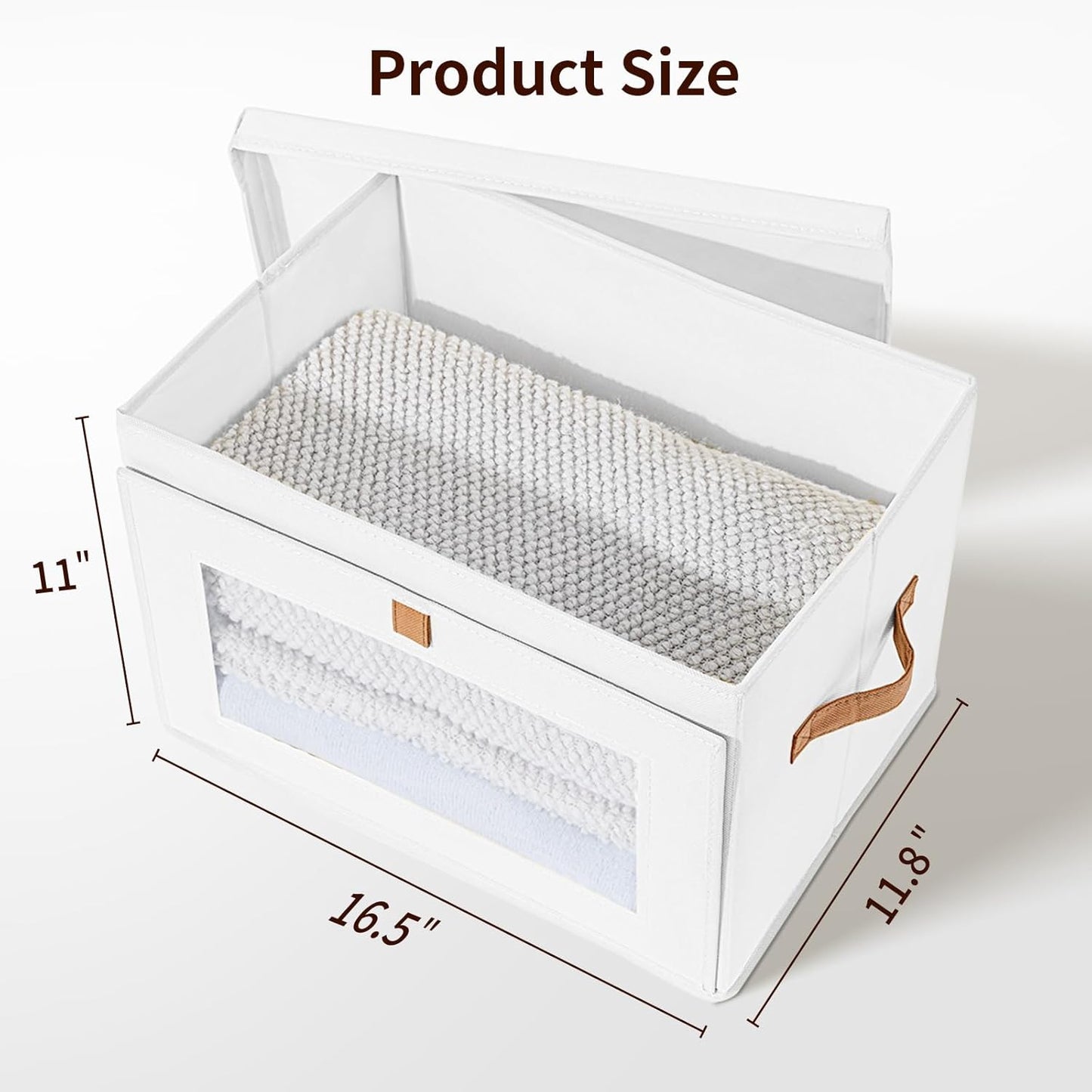 DIMJ Storage Bins with Lids - 6 Pack Large Fabric Closet Organizer with Window & Handles, Collapsible Decorative Storage Boxes for Shelves Under Bed, Books Clothes Blankets Sweaters Organization