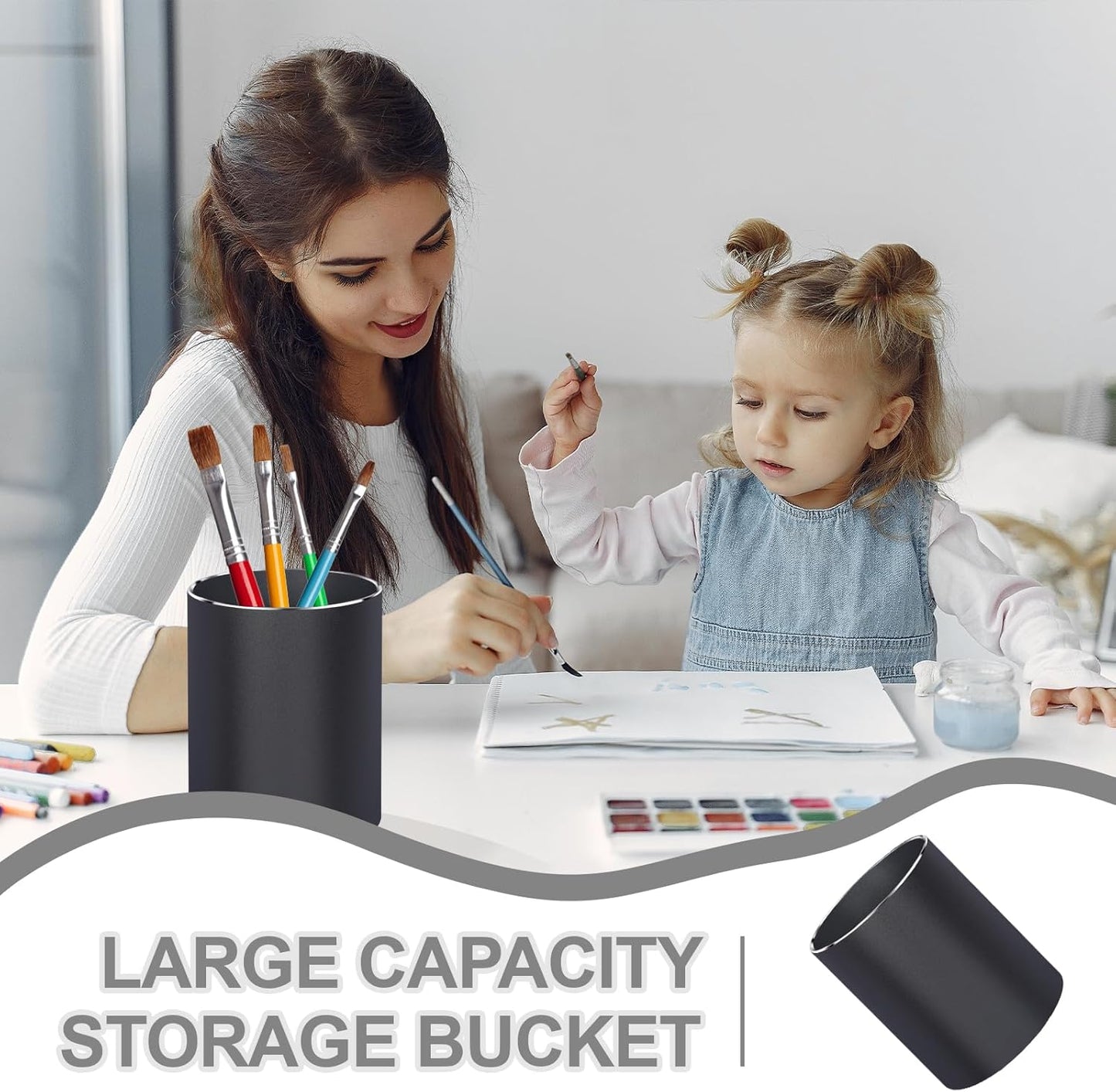 Metal Pen Holder Aluminum Pencil Holder Desktop Organizer Black for Office, School, Home 3.15 x 3.15 x 3.94 Inches-Black