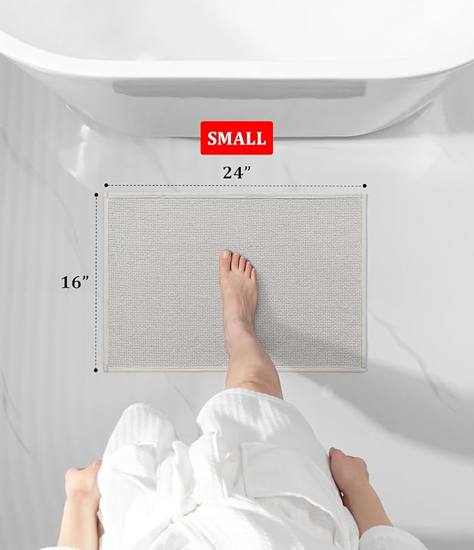 YIHOUSE Bathroom Rugs Mat 16x24, Non Slip Quick Dry Bath Mats for Bathroom Absorbent Ultra Thin Bath Rugs Machine Washable Fit Under Door for Sink, Cabinet, Laundry (Beige, 16"x24")