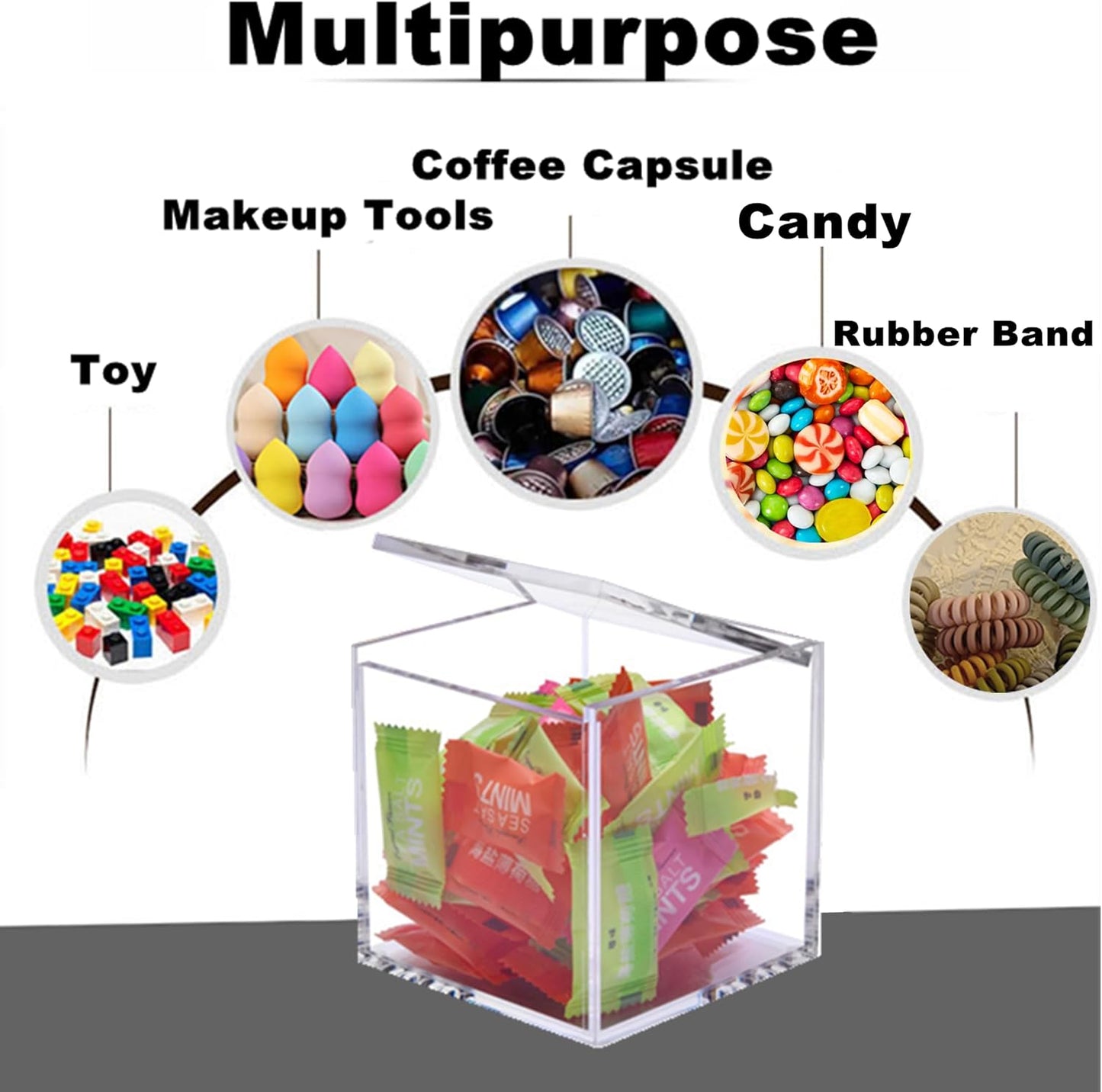 KissYou Acrylic Box with Lid Clear Square Cube Face Towel Storage Box Desk Organizers Aesthetic Hair Accessories Gift Box