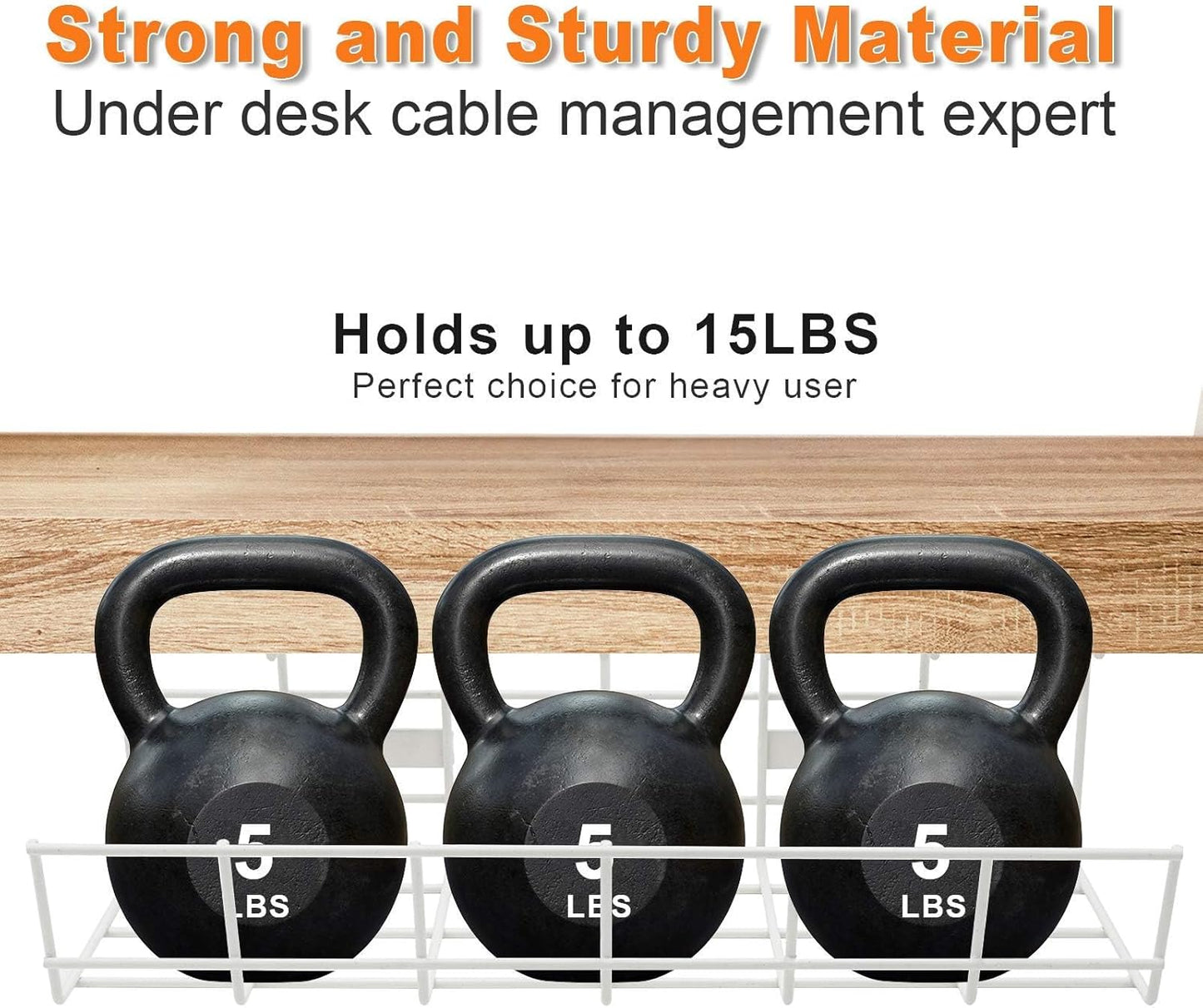 Under Desk Cable Management- 4 Pack Cord Organizer. Metal Wire Cable Management Tray for Office, Studio and Home. Super Sturdy Under Table Cable Managements - White Cable Organizer