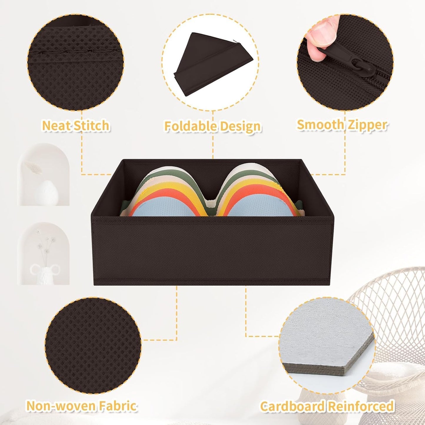 DIMJ Drawer Organizer 15 Pack - Foldable Baby Organizers and Storage & Dresser Organizer for Nursery, Bedroom, Closet - Nursery Organization Dresser Dividers for underwear, Sock, Bra, Belt, Tie, Brown