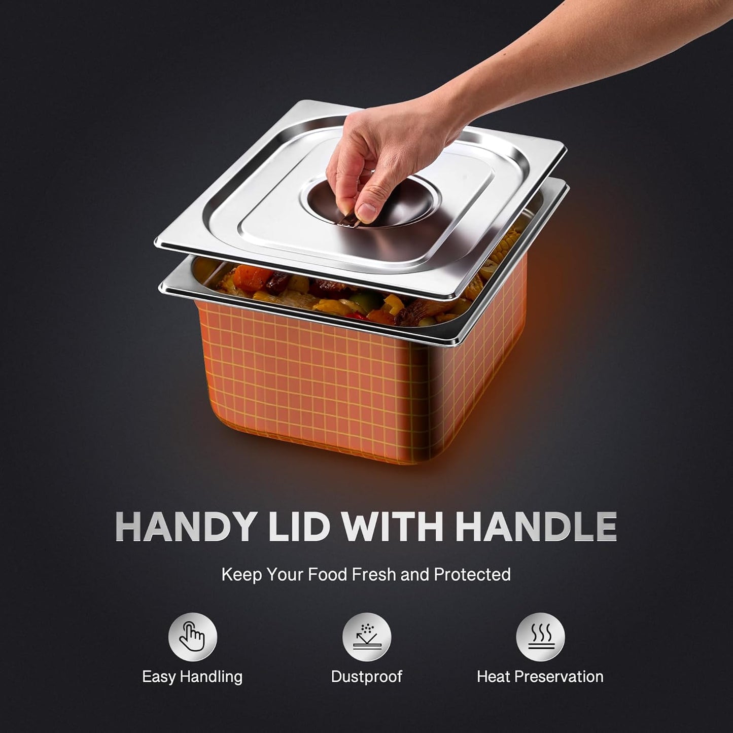 WILPREP 6 Pack Hotel Pans NSF Listed, 1/2 Size 6 in Deep Steam Table Pans with Lids, Food Grade Stainless Steel Hotel, 10.6 qt Catering Food Storage for Buffets Events Restaurants