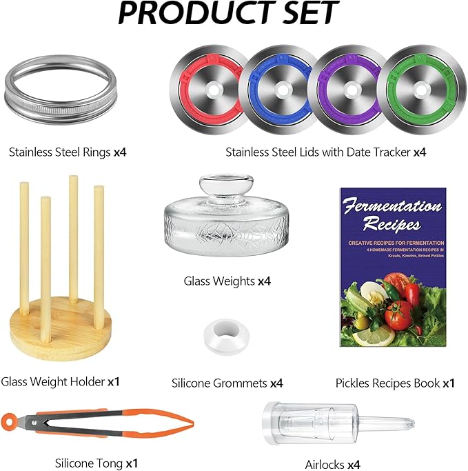 Artcome 22 PC Water Airlock Fermentation Kit - Easy Fermentation Kit for Wide Mouth Mason Jars - (Jars Not Included)
