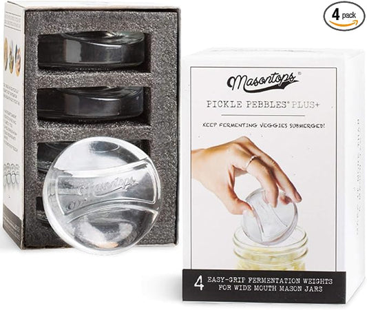 Masontops Pickle Pebble Glass Infinity Weights for Fermenting - Pickling Weight Set - Wide Mouth Mason Jar Fermentation