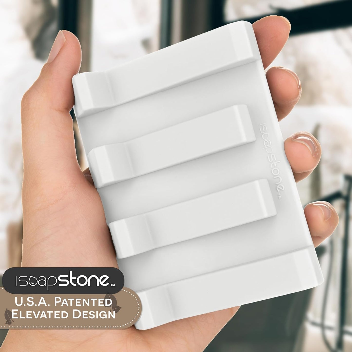 Silicone Soap Dish (USA Patented) Self Draining Bar Soap Holder for Shower Bathroom Sink, Drying Soap Dish Tray Kitchen Sponge Holder Easy Cleaning Soap Saver Mat (Pure White, 1)