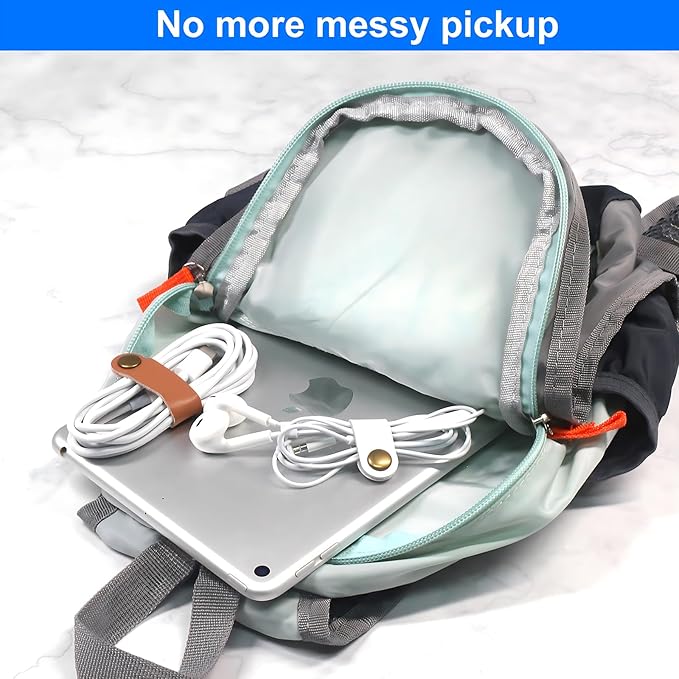 Leather Cable Straps Cord Organizer - Coideal 20 Pcs Earphone Cables Ties Reusable USB Cord Keeper with Snap Cord Clips Holder for Phone (Small + Large, White)