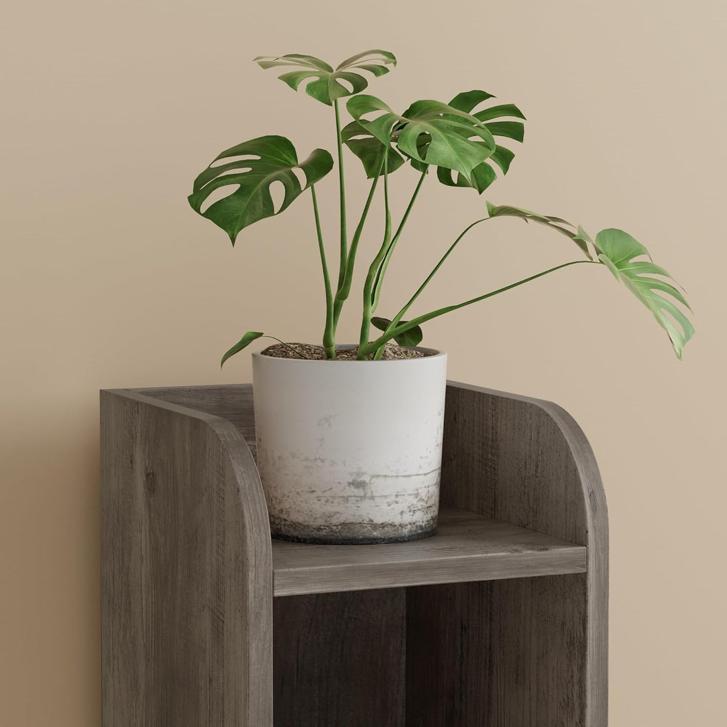 Homhedy Small Bathroom Storage Corner Floor Cabinet with Door and Shelves, Beside The Toilet Paper Stand for Skinny, Narrow Toilet Paper Cabinet, 7.9" D x 7.1" W x 31" H, Greige