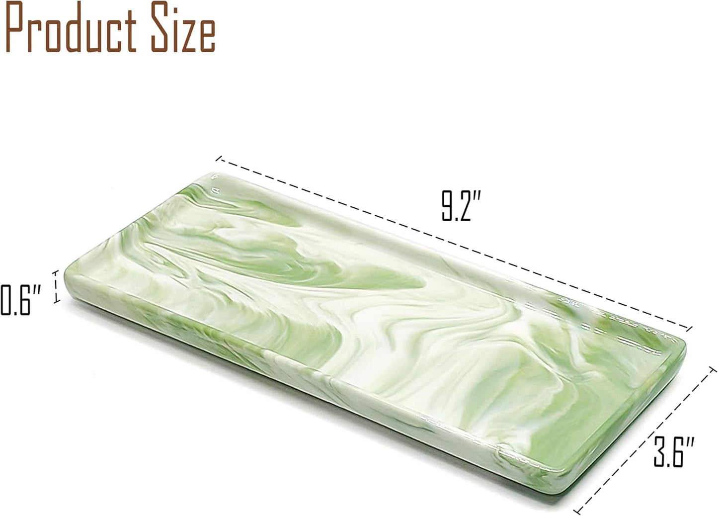 9.2" Porcelain Small Bathroom Tray, Ceramic Countertop and Vanity Tray for Cosmetics, Perfume, Jewelry, Candle - Kitchen Soap Tray for Kitchen Counter (Green)