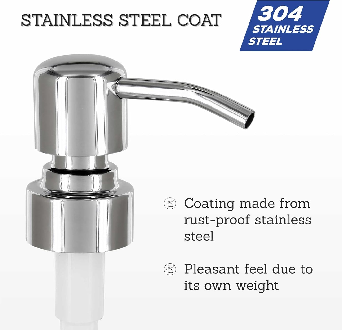 ALTGLAS Four Pack - 4X Stainless Steel Soap Dispenser Pump 'Zagreb' as Replacement for Liquid Hand Soap Bottles (Silver Chrome) - Fits e.g. Jack Bottle