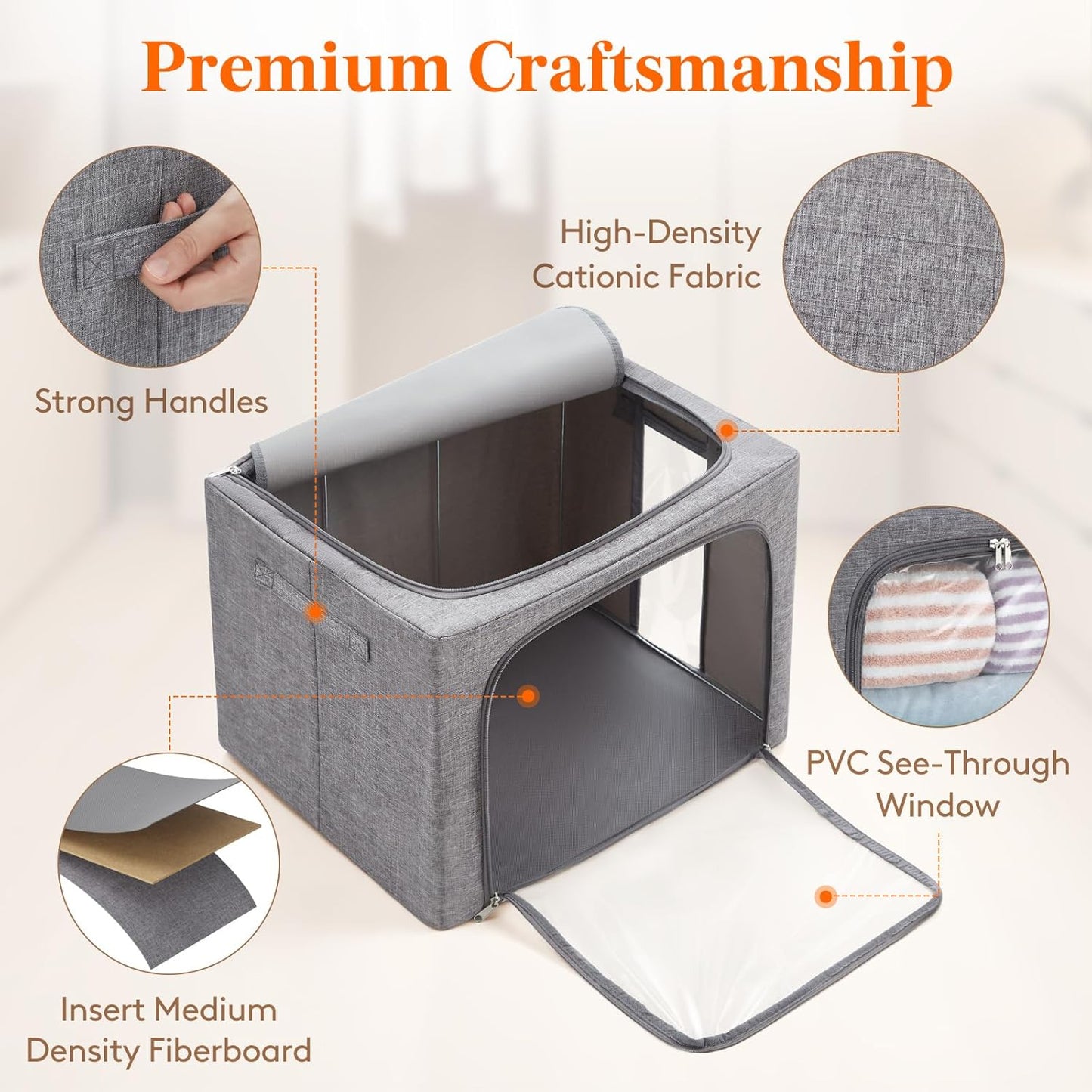 Lifewit Clothes Storage Bins with Metal Frame, Stackable Storage Box, Foldable Clothing Storage Bins with Lids, 75L Storage Bags Fabric Box Organizer with Clear Window＆ Zippers＆ Sturdy Handles 3 Pack