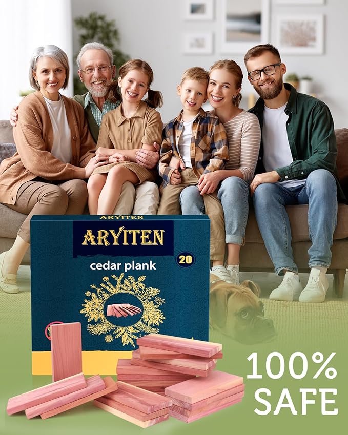 Cedar Blocks for Clothes Storage, 20 Pack Planks - Aromatic Scent Cedars Wood Planks for Closets and Drawers Freshener