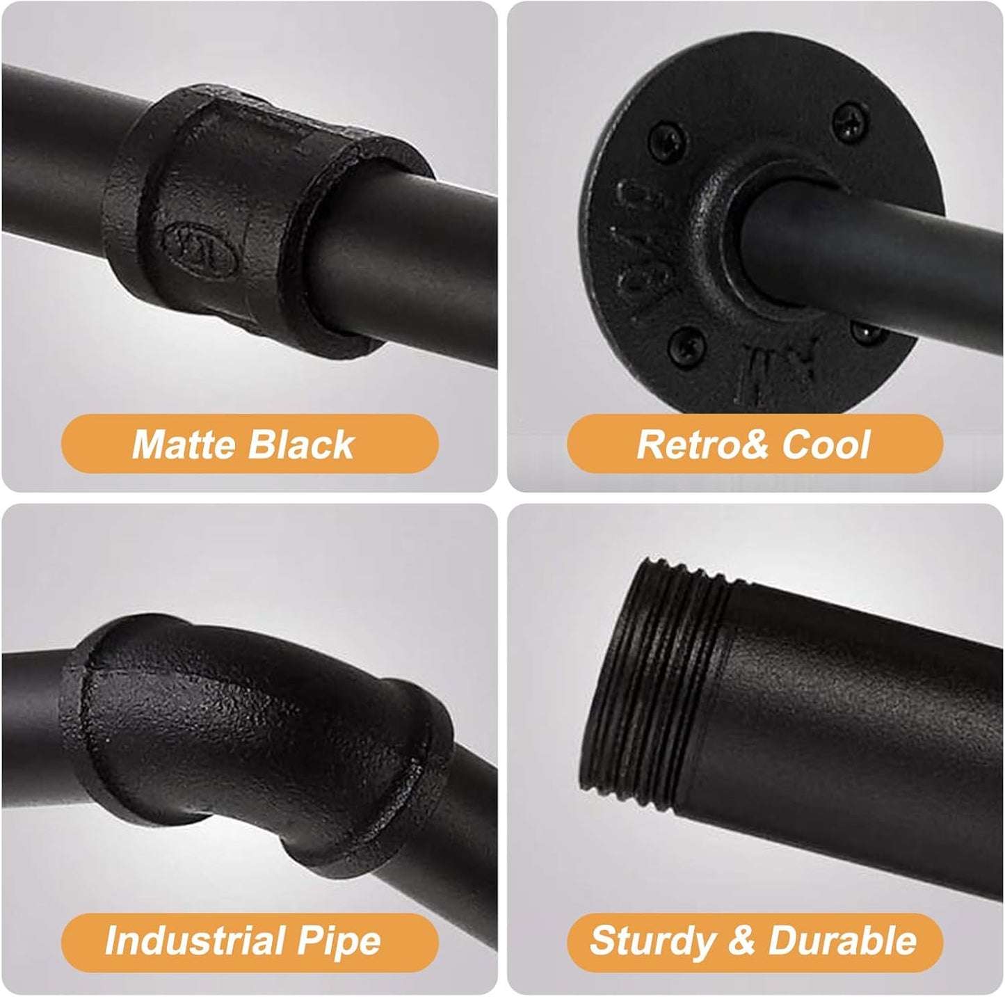 Wall Mount Iron Clothing Rack, Black Steel Laundry Room Drying Rack, Space Saving Coat Closet, 50 lbs Capacity (47 x 11 in)