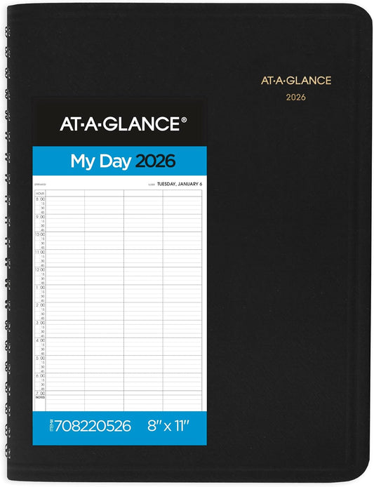 AT-A-GLANCE 2026 Appointment Book Planner, Daily, 8" x 11", Large, Four Person Group, Black (708220526)