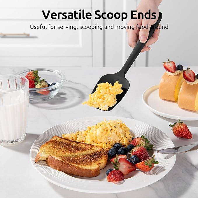 U-Taste 600ºF Heat Resistant Silicone Spatulas: Flexible Food-Grade Silicon Baking Scraper, Kitchen Cooking Mixing Utensils with Upgraded Sturdy Handle Tip for Nonstick Cookware (4-Pc., Black)