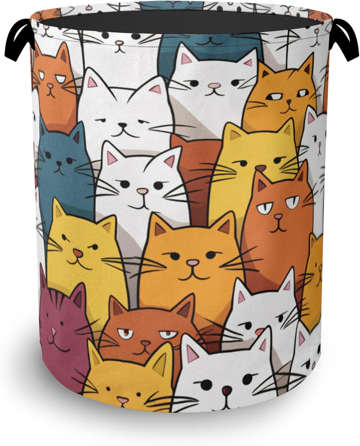 Funny Cat Laundry Basket,Foldable Oxford Cloth Tote Bag Laundry Hamper Clothes Storage Bucket Organizer for Bedroom Laundry Storage Dormitories 16" x 20.8"