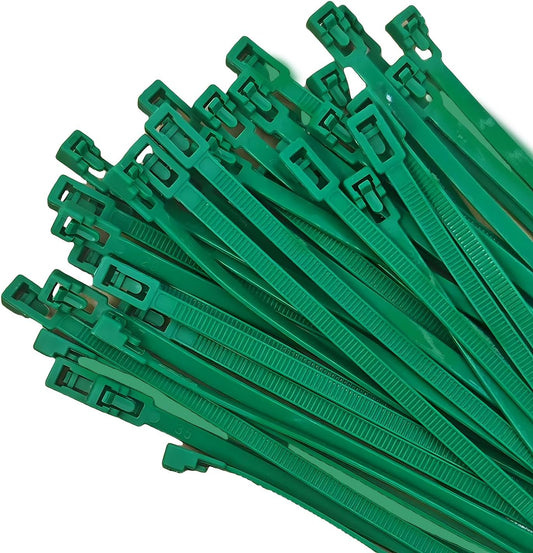 Reusable Cable Ties 6 Inch 50 PCS Green Heavy Duty, Releasable Adjustable Nylon Zip Ties with 36lbs Tensile Strength for Indoor and Outdoor Multipurpose Use