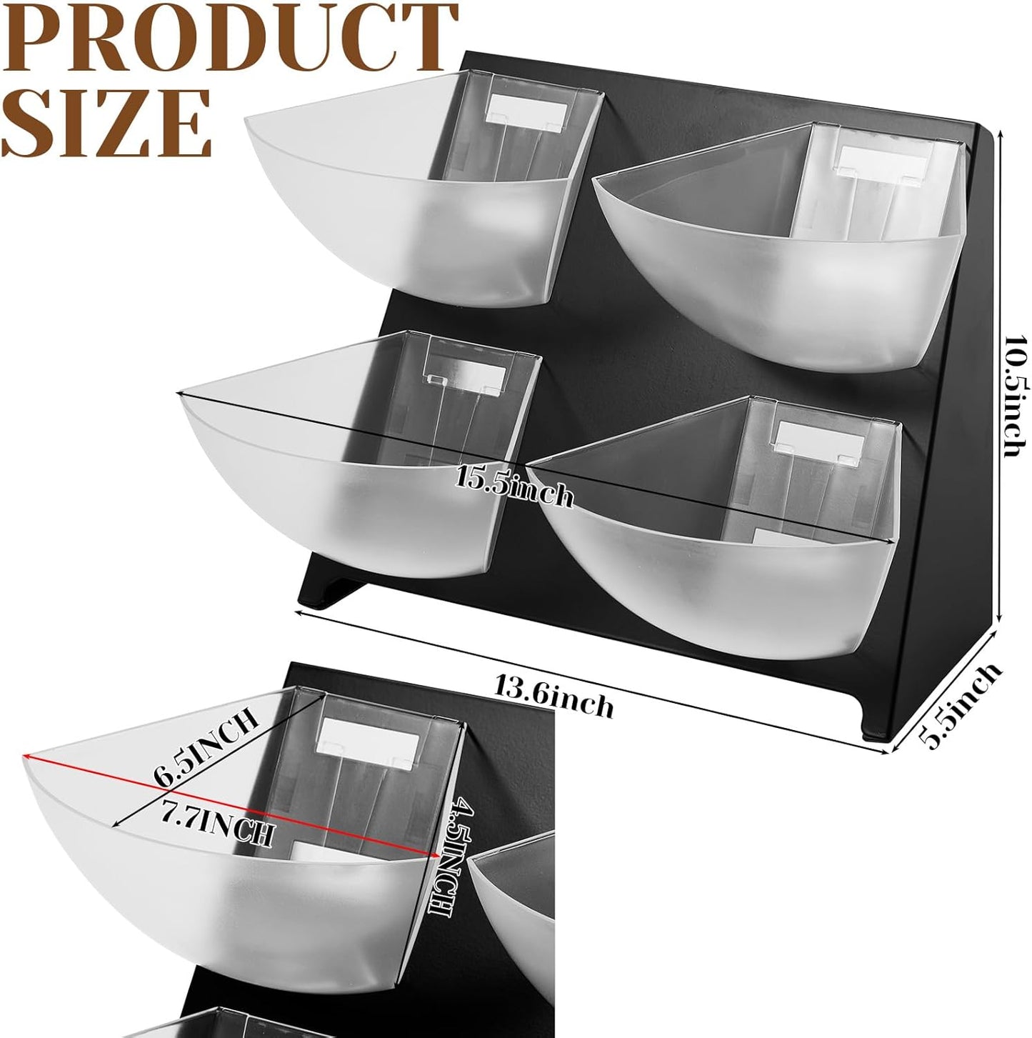 15.5 x 10 x 10.5 Inch Coffee Accessory Caddy with 4 Removable Compartments Steel Condiment Organizer Condiment Packet Sugar Holder for Bar Countertop Break Room Home Kitchen(Black)