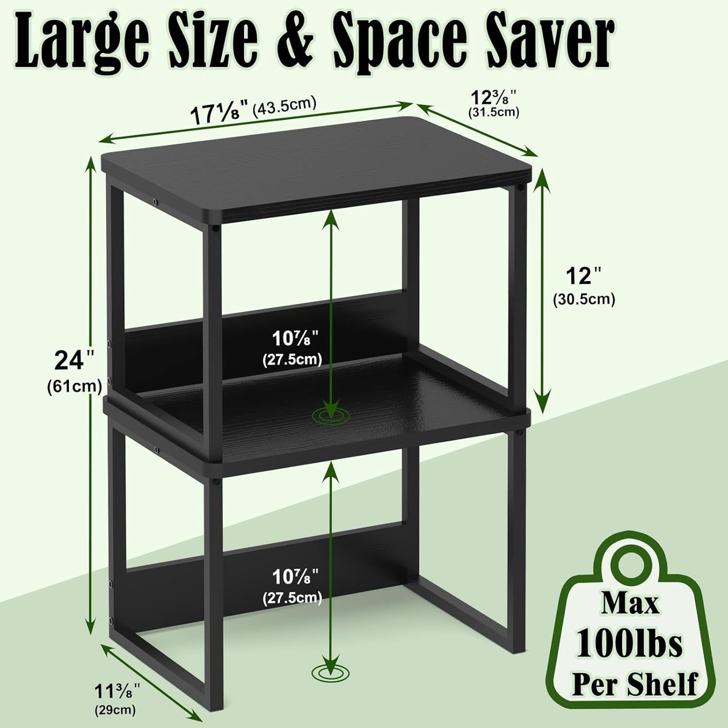 MARTY Desktop Printer Stand 2 Pack Printer Stand with Storage for Desk, Shelf Organzier for Home/Office Printer Riser Under Desk Small Table for Fax Machine Scanner(Black)