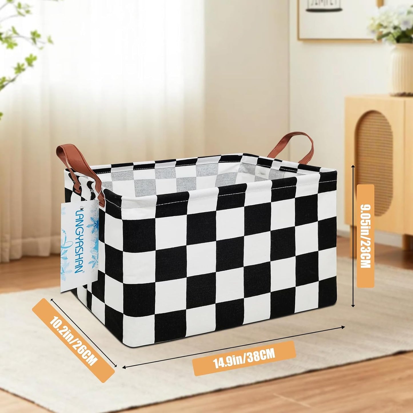 LANGYASHAN Rectangular Storage Bin Collapse Canvas Fabric Cartoon Storage Basket with Handles for Organizing Home Kitchen Boys and Girls Toys Office Closet Shelf Baskets (Rec-Racing flag)