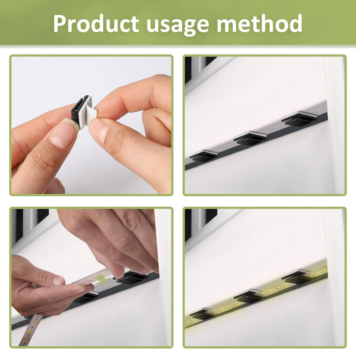 80 PCS Light Strip Mounting Clips Black Self Adhesive Led Light Fasteners Mounting Holder Cable Clamp Organizer for 10mm Light Strip (10 mm)